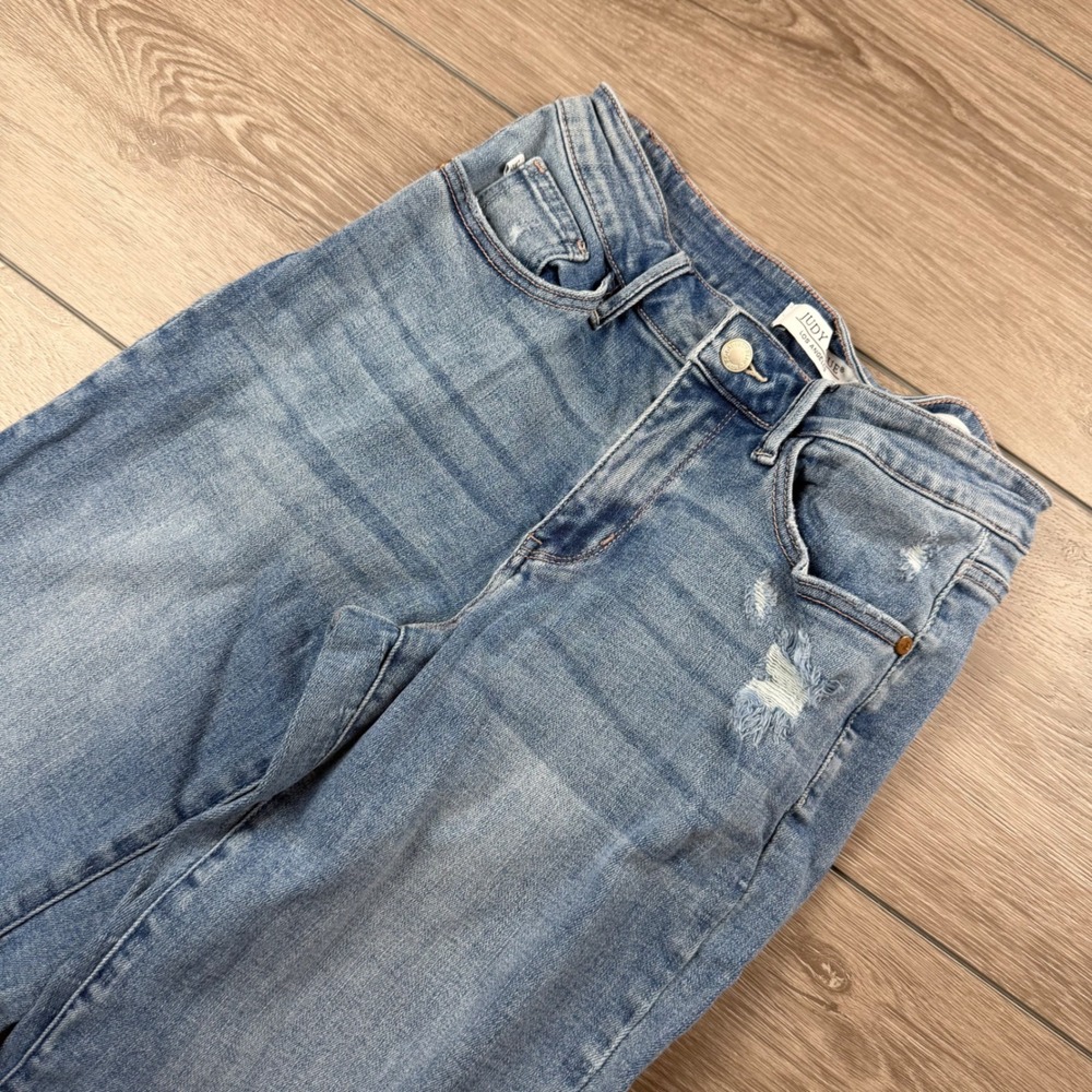 Judy Blue Womens Straight Fit Distressed Hem Jeans Blue 5/27
